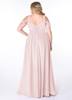 Azazie Lianne Bridesmaid Dresses Blushing Pink A-Line Off the Shoulder Chiffon Dress image9