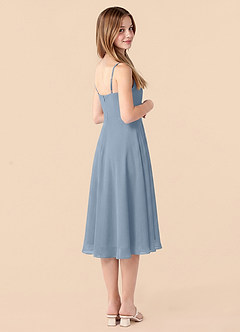 Azazie Mariam Junior Dusty Blue A-Line Pleated Chiffon Dress image2
