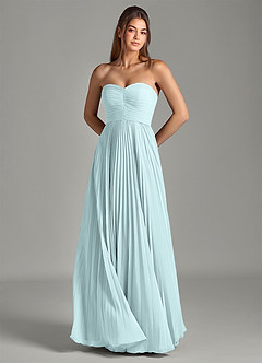Azazie Chiana Abiti da Damigella Abito A-Line in Chiffon Senza Cinturino Nebbia image3