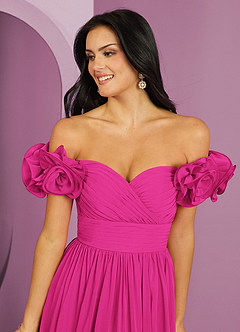Barbie ♥ Azazie Vestidos de damas de honor Vestido de Barbie Rosa de Gasa de Corte en A Convertible con Vestidos sin tirantes image9