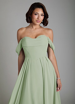Azazie Loisa Abiti da Damigella Abito Convertibile A-Line in Chiffon Corsetto Verde Salvia image5