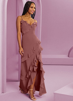 Barbie ♥ Azazie Brautjungfernkleider Etui Chiffon Kleid Wüstenrose image4