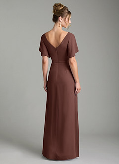 Azazie Ambrosia Bridesmaid Dresses Espresso A-Line Pleated Chiffon Dress image6