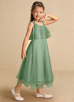 Azazie Bunie Flower Girl Dresses Matcha A-Line Spaghetti Strap Tulle Dress image5