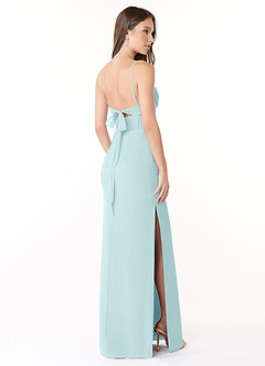 Azazie Mai Bridesmaid Dresses Sea Glass Sheath Pleated Chiffon Dress image4