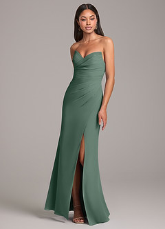 Azazie Yola Bridesmaid Dresses Sea Moss Sheath Pleated Chiffon Convertible Dress image3