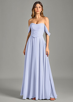 Azazie Chelsey Vestidos de damas de honor Vestido de Lavanda de Gasa de Corte en A Convertible con Vestidos sin tirantes image6