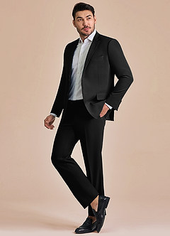 front James Black Structured Stretch Suit