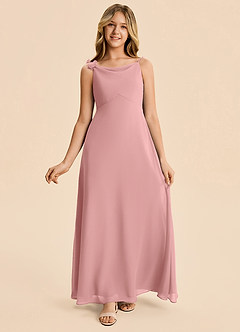Azazie Gumdrop Junior Dusty Rose Empire Pleated Chiffon Dress image5