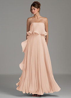 Azazie Alexia Robes de demoiselle d'honneur Robe Trapèze en Mousseline de soie Rayé Rose Anglais image6