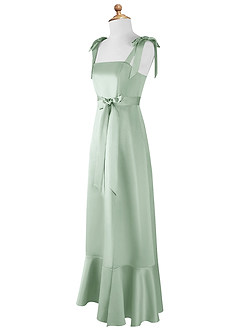 Azazie Barbara Vestido de Agave de Satin Mate de Acampanado con Lazo image8