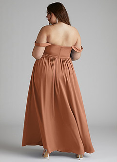 Azazie Morana Bridesmaid Dresses Bronzer A-Line Off the Shoulder Stretch Satin Convertible Dress image14