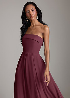 Azazie Lucienne Bridesmaid Dresses Cabernet A-Line Strapless Chiffon Convertible Dress image4