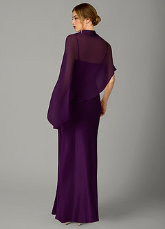 Azazie Jaleesa Bridesmaid Dresses Grape A-Line High Neck Stretch Satin Dress image6