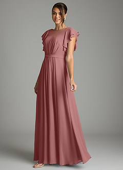 Azazie Daphne Modest Bridesmaid Dresses A-Line Ruffled Chiffon Floor-Length Dress image3