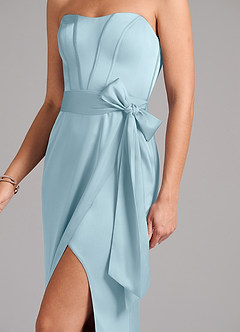 Azazie Jamie Bridesmaid Dresses Moody Blue A-Line Strapless Stretch Satin Convertible Dress image7