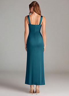 Azazie Denice Brautjungfernkleider Etui Plissee Stretch-Satin Kleid Tintenblau image2