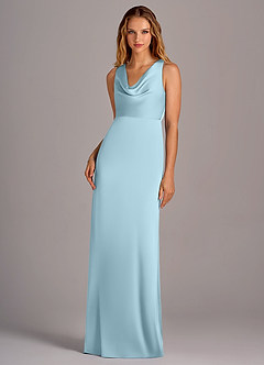Azazie Wrenlee Bridesmaid Dresses Sky Blue A-Line Stretch Satin Dress image1