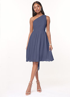 Azazie Katrina Vestidos de damas de honor Vestido de Tormenta de Gasa de Corte en A con Hombro unilateral image1