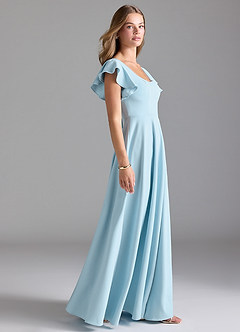 Azazie Bondi Bridesmaid Dresses Sky Blue A-Line Ruched Stretch Crepe Dress image4