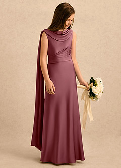 Azazie Sanah Girls Formal Flower Girl Klänningar Klänning A-Line i Stretch Satin Plisserad image1