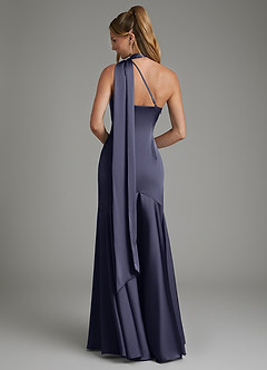 Azazie Amara Bridesmaid Dresses Stormy Mermaid One Shoulder Stretch Satin Dress image2