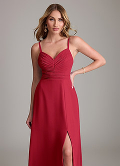 Azazie Terese Bridesmaid Dresses Scarlet A-Line Pleated Chiffon Dress image5