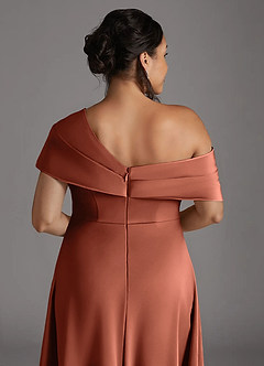 Azazie Milton Mother of the Bride Dresses Clay A-Line Pleated Stretch Satin Dress image10