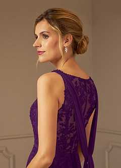 Azazie Joules Mère de la mariée Robes Robe Trapèze en Mousseline de soie Paillettes Grain De Raisin image7