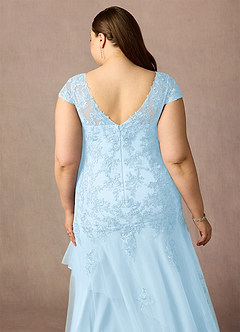 Azazie Romy Mother of the Bride Dresses Sky Blue Mermaid V-Neck Sequins Tulle Dress image12