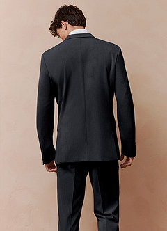 front Savile Charcoal Wool Blend Suit Jacket