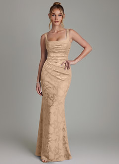 Azazie Agustina Vestidos de damas de honor Vestido de Champán de Devorado Floral de Corte Sirena con Corsé image3