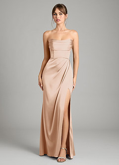 Azazie Johana Vestidos de damas de honor Vestido de Rosa Inglesa de Satén Elástico de Corte Sirena Convertible con Vestidos sin tirantes image9