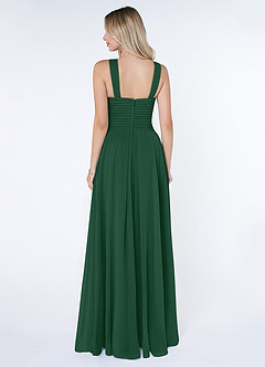 Azazie Kaleigh Bridesmaid Dresses Dark Green A-Line Pleated Chiffon Dress image2