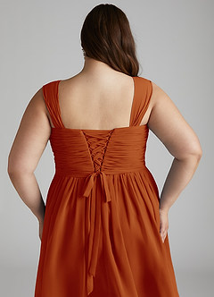 Azazie Angie Bridesmaid Dresses Paprika A-Line Corset Chiffon Dress image15