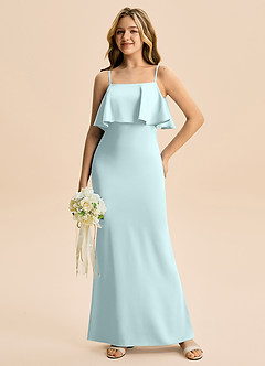Azazie Galene Junior Sea Glass Mermaid Stretch Satin Dress image3
