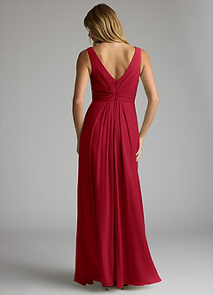 Azazie Gina Bridesmaid Dresses Scarlet A-Line V-Neck Pleated Chiffon Dress image5