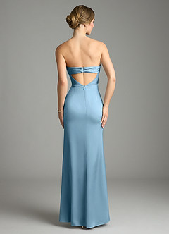 Azazie Leonis Bridesmaid Dresses Steel Blue Mermaid Pleated Stretch Satin Convertible Dress image2