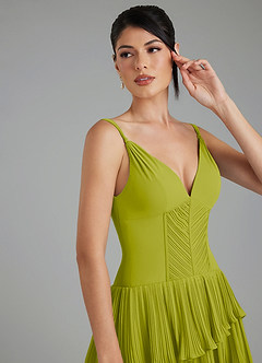 Azazie Rosa Bridesmaid Dresses Lemongrass A-Line Pleated Chiffon Dress image3
