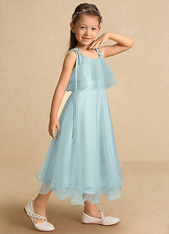 Azazie Bunie Flower Girl Dresses Mist A-Line Spaghetti Strap Tulle Dress image5