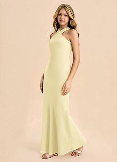 Azazie Doretta Junior Robe Fourreau en Mousseline de soie Plissée Sorbet Citron image4