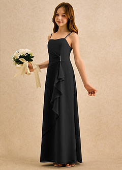 Azazie lolly Girls Formal Blumenmädchenkleider A-Linie Plissee Chiffon Kleid Schwarz image1