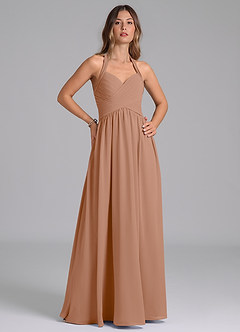 Azazie Darlyn Abiti da Damigella Abito A-Line in Chiffon Plissettato Champagne Rosa image4