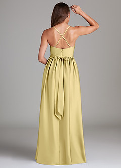 Azazie Llana Maternity Bridesmaid Dresses A-Line Stretch Satin Floor-Length Dress with Pockets image2