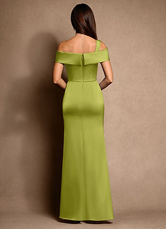 Azazie Altonia Kleider für die Brautmutter Meerjungfrau-Linie Schulterfrei Stretch-Satin Kleid Zitronengras image3