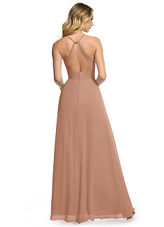 Azazie Davis Abiti da Damigella Abito A-Line in Chiffon con Scollo a V Champagne Rosa image5