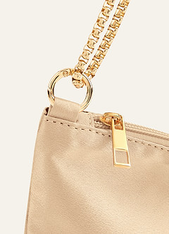 front Matching Color Metallic Satin Adjustable Shoulder Bag