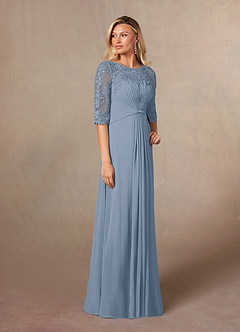 Azazie Zinnia Abiti per la Madre della Sposa Abito A-Line in Chiffon Lustrini Blu Polveroso image5