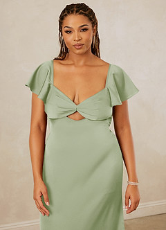 Christian Siriano Bridal for Azazie 1005 Bridesmaid Dresses Dusty Sage Sheath Sweetheart Neckline Stretch Satin Dress image14