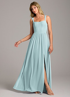Azazie Rosaline Brautjungfernkleider A-Linie Seitliche Cut-Outs Chiffon Kleid Nebel image1